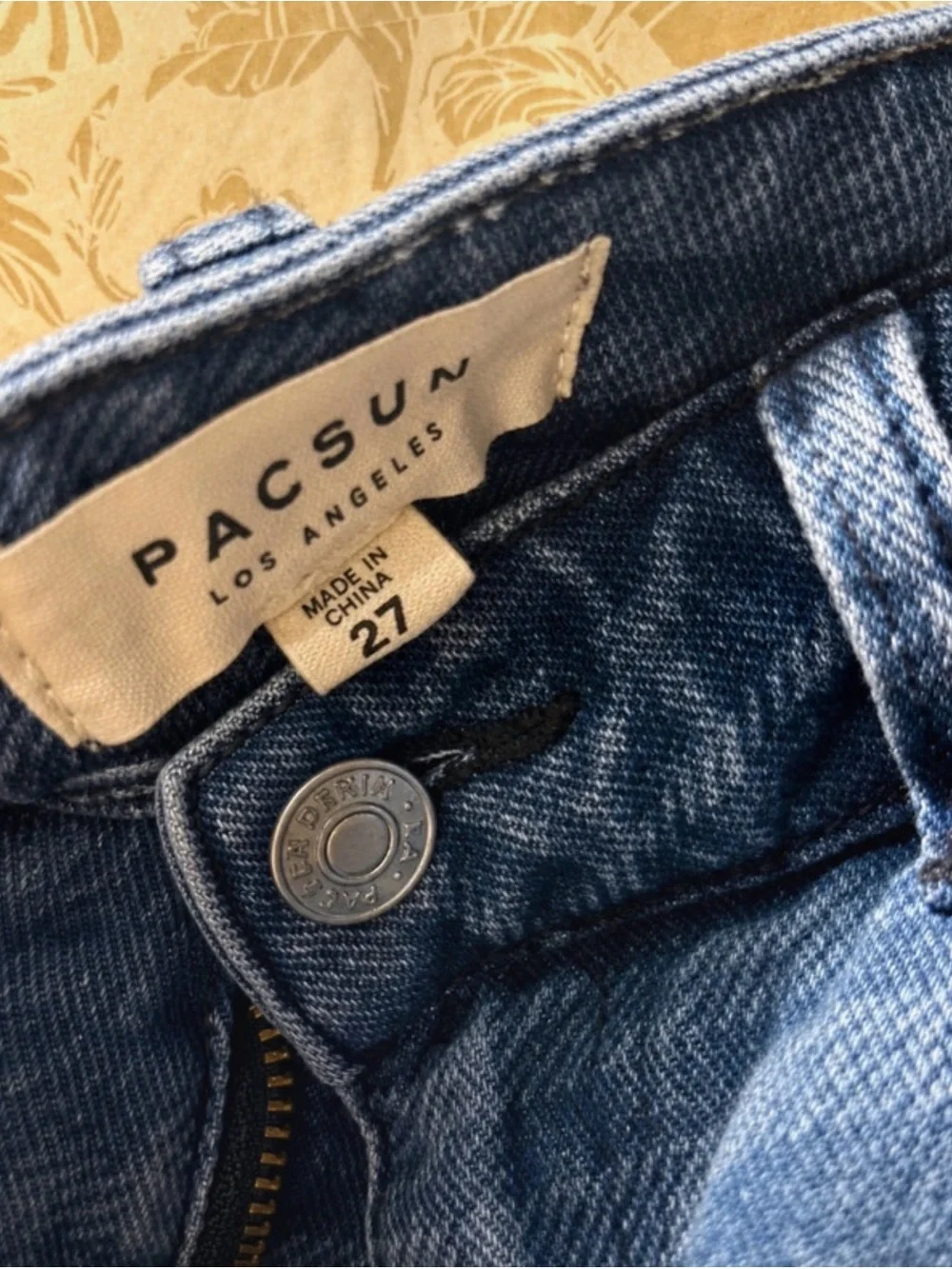 PacSun Blue Plaid Denim Mini Skirt with Frayed Hemline - Picture 3 of 4